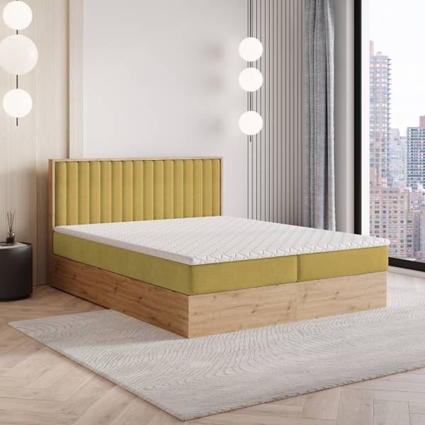 Boxspringbett VARELI Gelb - Liegefläche Breite: 160 cm