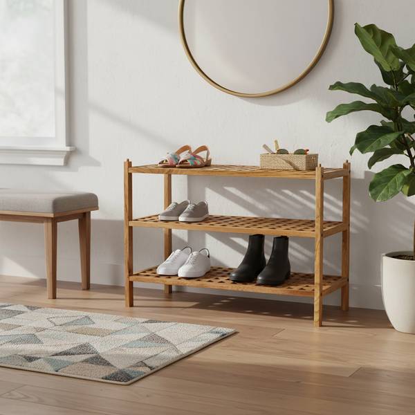 Schuhregal aus Walnuss mit 3 Ebenen Braun - Holzwerkstoff - 69 x 46 x 26 cm