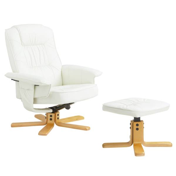 Fauteuil relaxation + repose-pied CHARLY Blanc
