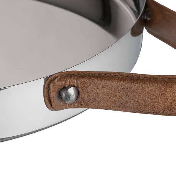 Rundes Serviertablett Braun - Silber - Metall - Kunststoff - 50 x 4 x 35 cm