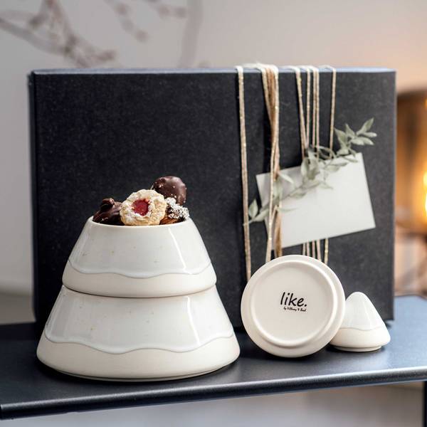 Dose Baum Winter Glow Beige - Porzellan - 19 x 16 x 19 cm