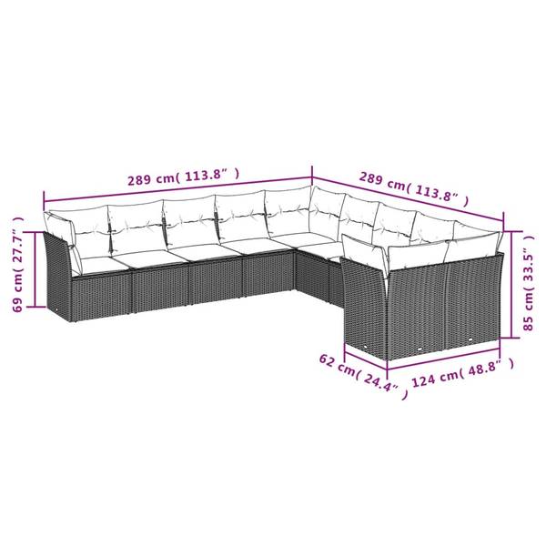 Garten-Lounge-Set 3034269-1 10-teilig Schwarz