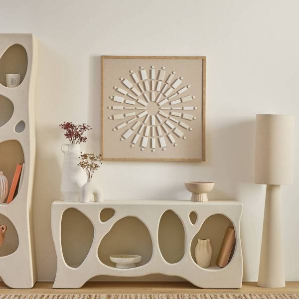 Relief-Leinwand HOURIA Beige - Holzwerkstoff - 3 x 78 x 78 cm