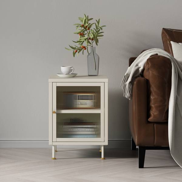 Beistellschrank Lindau Weiß - Stahl - 40 x 56 x 40 cm