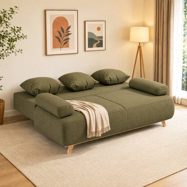 Schlafsofa 83F-023V00DG Beige - Dunkelgrün