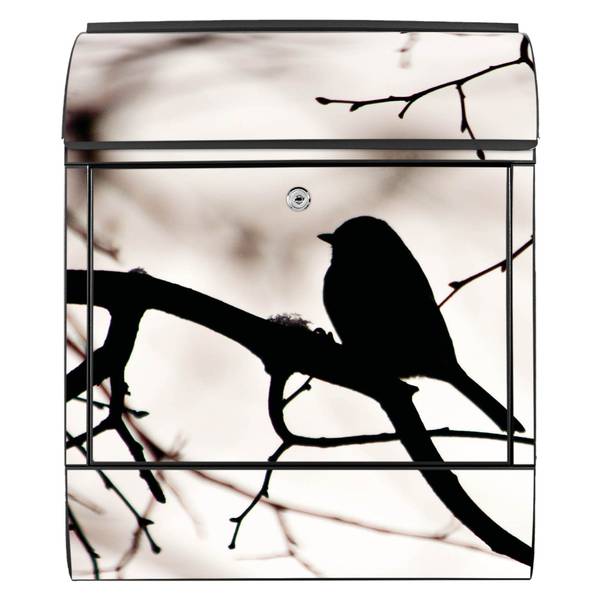 Briefkasten Stahl Früher Vogel Schwarz - Stahl - 38 x 46 x 13 cm