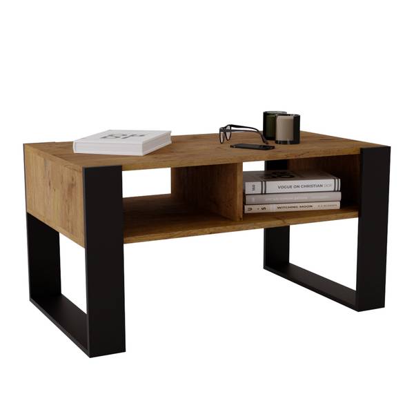 Couchtisch KORA 92 Schwarz - Braun - Holzwerkstoff - 92 x 45 x 54 cm