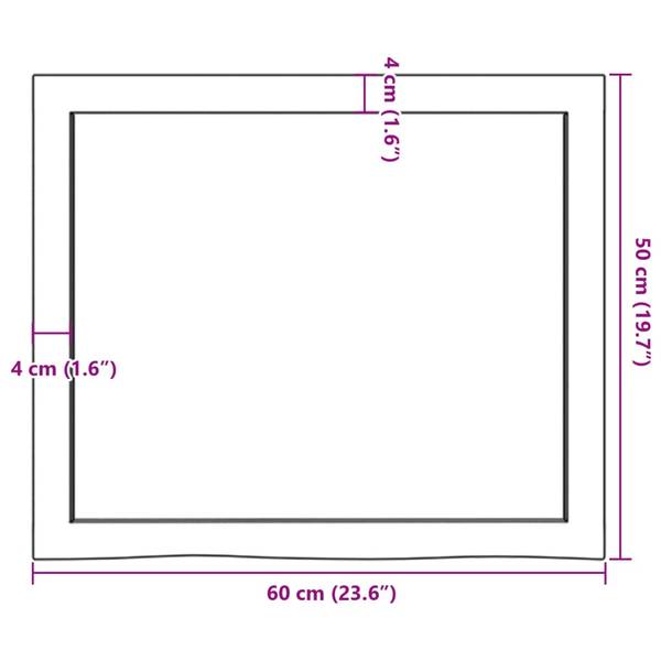 Waschtischplatte 3028687-2 Dunkelbraun - 50 x 4 cm