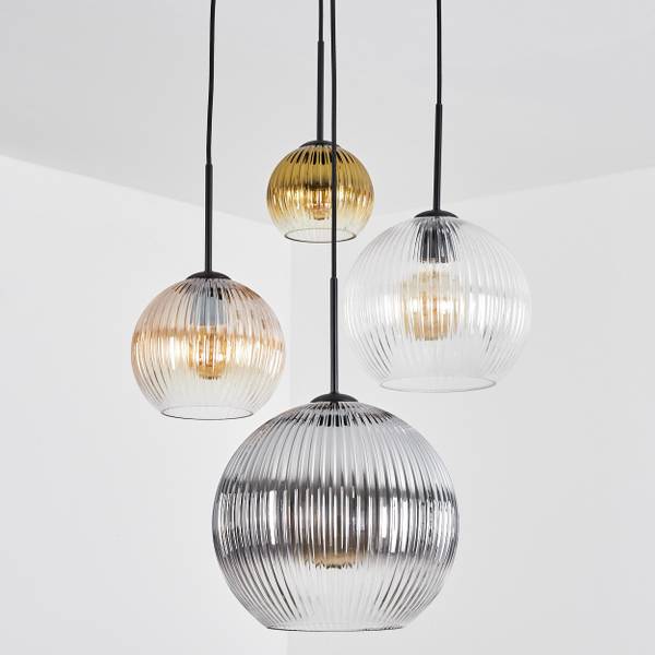 Pendelleuchte Cesaro Gold - Grau - Orange - Aluminium - Klarglas - 20 x 147 x 54 cm