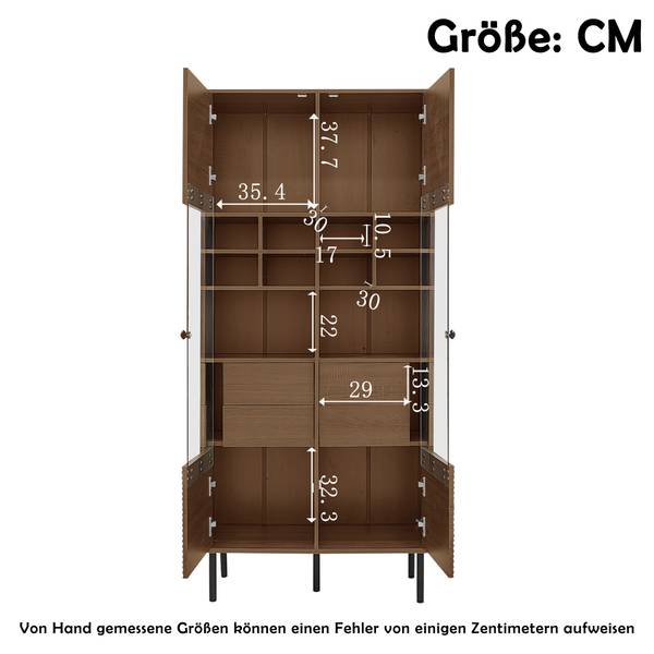 Hoher Badezimmerschrank CB04 Braun - Holzwerkstoff - 35 x 165 x 76 cm