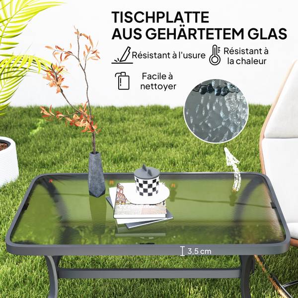 Couchtisch 84G-655V00BK Schwarz - Sicherheitsglas - 55 x 46 x 95 cm