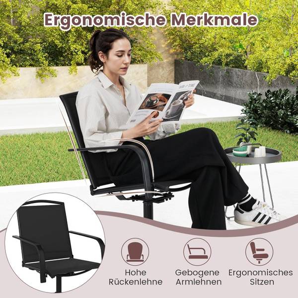 Gartenstühle ZB34379PW-4DE(2er Set) Schwarz - Metall - 56 x 93 x 66 cm