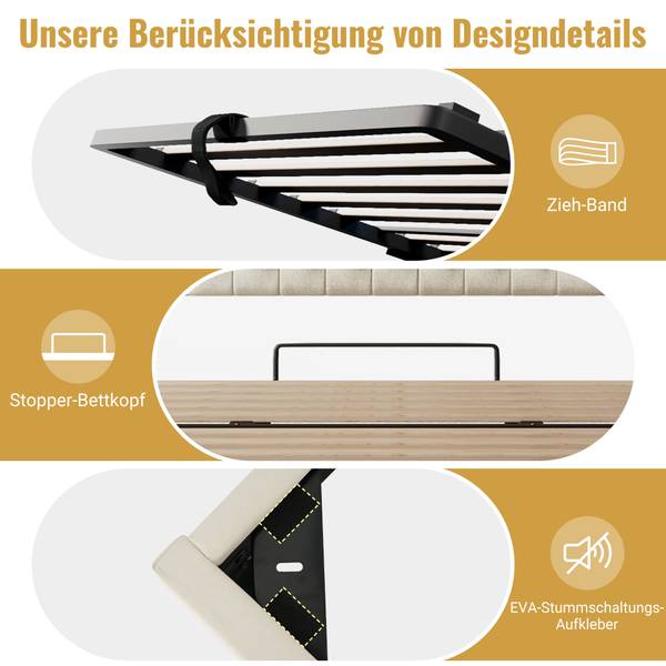 Kinder-Einzelbett K-2076 Beige - Holzwerkstoff - 98 x 115 x 223 cm
