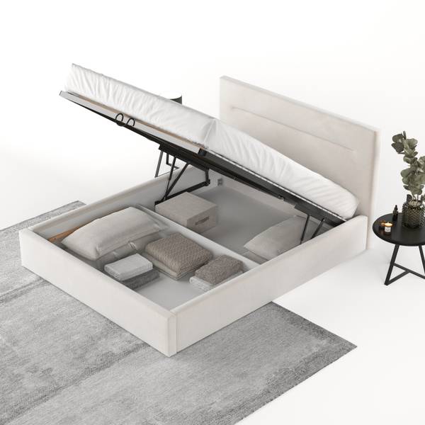 Polsterbett LILINE mit Stauraum Paros Creme - Liegefläche Breite: 140 cm