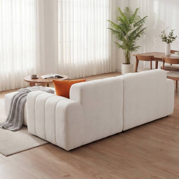 Ecksofa ZY-031 Weiß - Webstoff - 250 x 74 x 125 cm