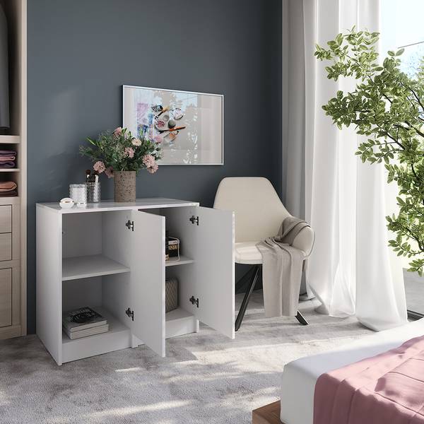Sideboard Sherry 57722 wit - plaatmateriaal op houtbasis - 81 x 76 x 50 cm