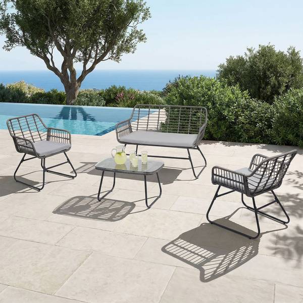Gartenlounge RIVIERA 4er Set Schwarz
