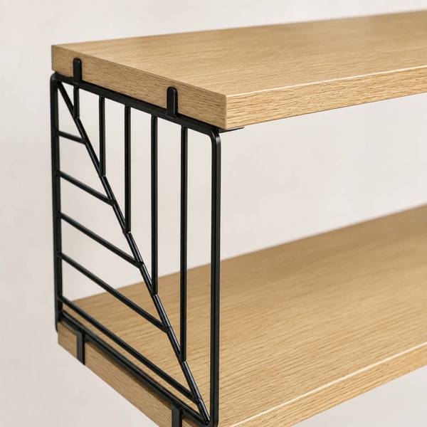 Wandregal 3-tlg. Set Schwarz - Braun - Eisen - 40 x 15 x 15 cm