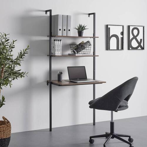 Schreibtisch MAJA Braun - Metall - 50 x 180 x 80 cm