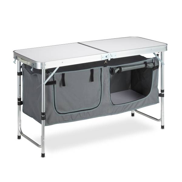 Campingtisch klappbar Grau - Silber - Polyester - Aluminium - 120 x 70 x 47 cm