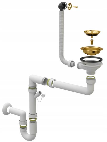 Granitspüle Salix mit Batterie Siphon Schwarz - Keramik - 40 x 50 x 19 cm