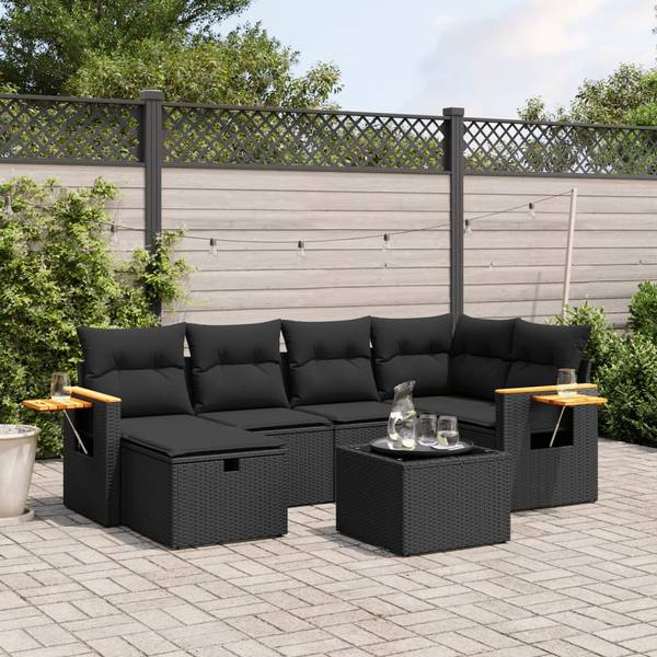 Salon de jardin 3036579-6 (lot de 7) Noir - Polyester - Acier - 62 x 69 x 62 cm