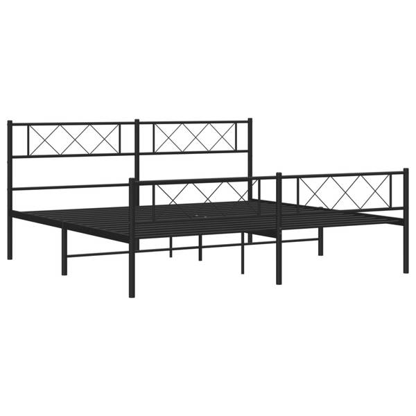 Bettgestell mit Kopf und Fußteil X763 Schwarz - Metall - 187 x 90 x 207 cm
