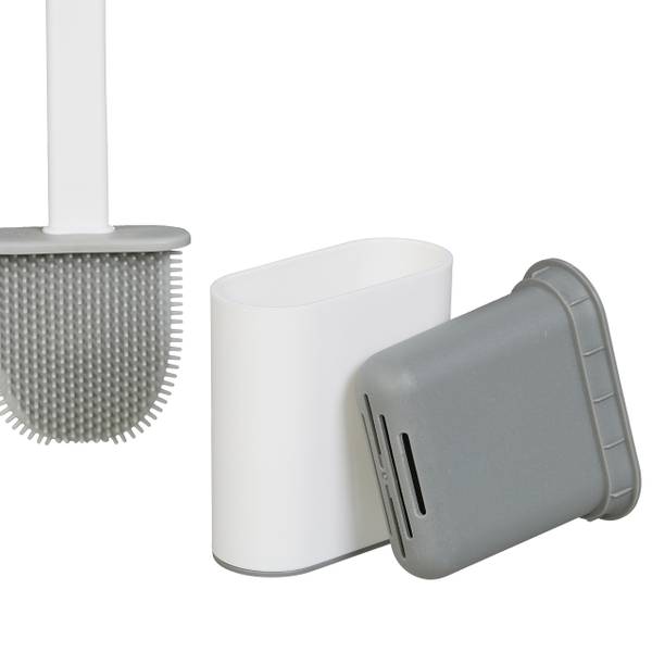 Serviteur WC charmant Marron - Gris - Blanc - Bambou - Matière plastique - 26 x 73 x 15 cm