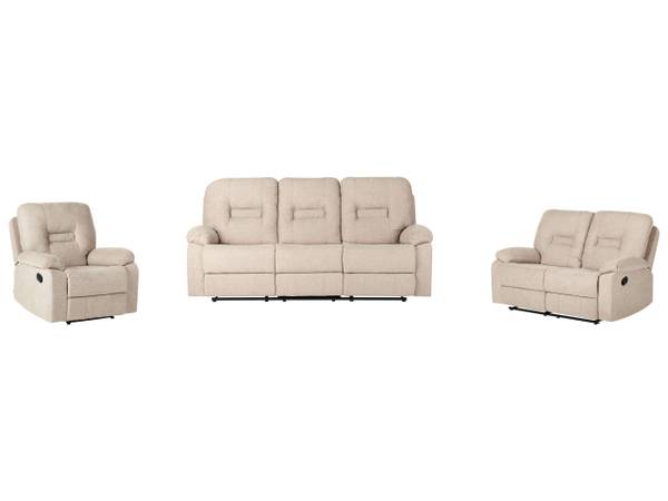 Zitgroep BERGEN 3-delig beige - zwart - bamboe - 73 x 101 x 73 cm