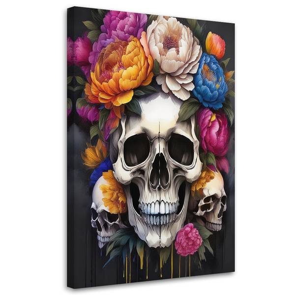 Tableau déco Crâne Pivoines Fleurs 40 x 60 cm