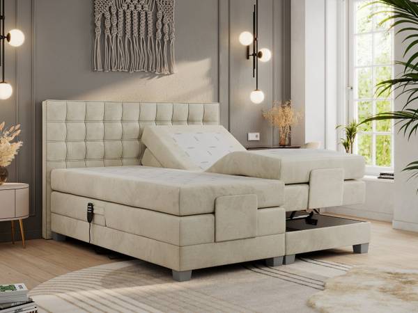 Boxspringbett ELEKTRO Beige - H4 - Liegefläche Breite: 140 cm
