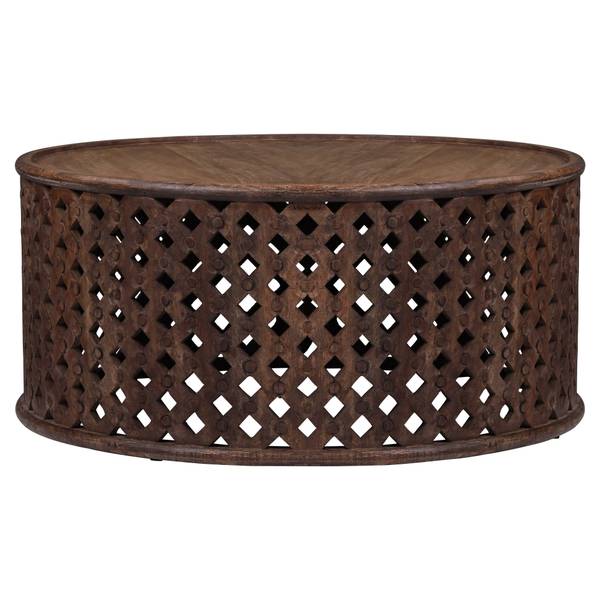 Couchtisch LAHORE Braun - Samt - Mango - 100 x 45 x 100 cm