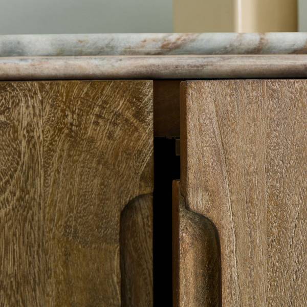 Dressoir BUREN beige - massief hout - 43 x 80 x 162 cm