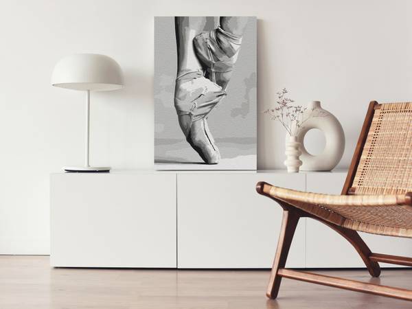 Wandbild Malen nach Zahlen Frau Yi Schwarz - Weiß - Baumwollstoff - 40 x 60 x 2 cm