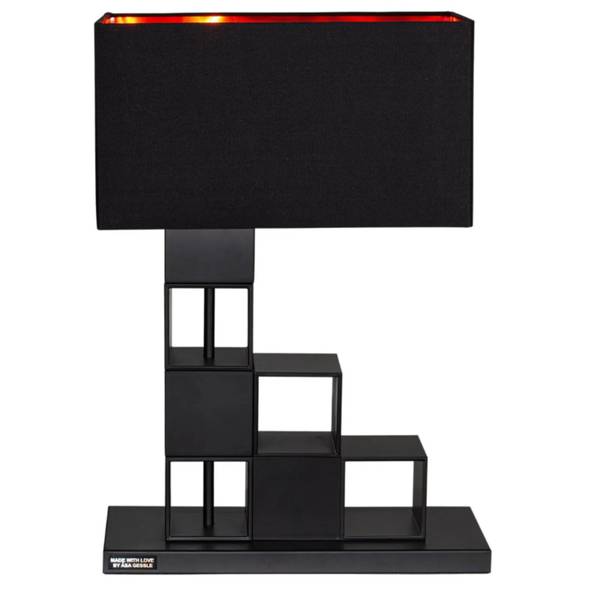Dekorative Tischleuchte Love Schwarz - Gold - Webstoff - Stahl - 40 x 56 x 40 cm