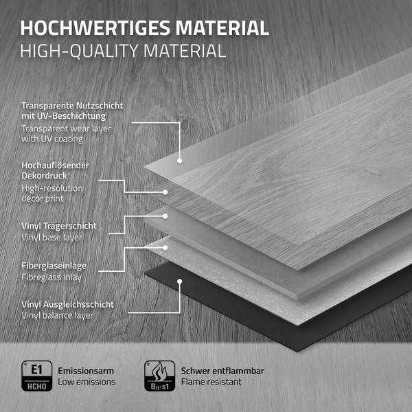 Klick Vinylboden LIGNUM-S 21er-Set Eiche Grau Dekor - Anzahl Teile im Set: 21