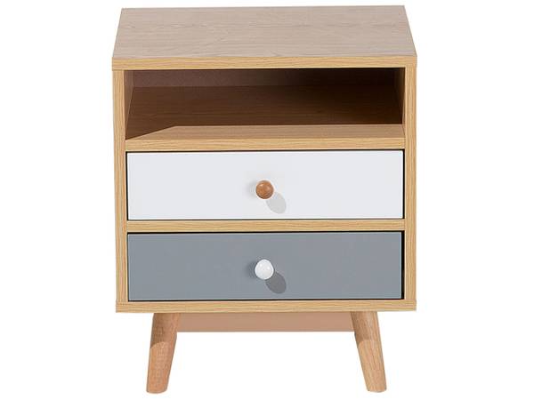 Nachttisch FARGO Braun - Grau - Weiß - Holzwerkstoff - 40 x 48 x 30 cm