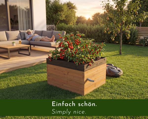 Design-Mährobotergarage cubilio2 Braun - Massivholz - 79 x 80 x 96 cm