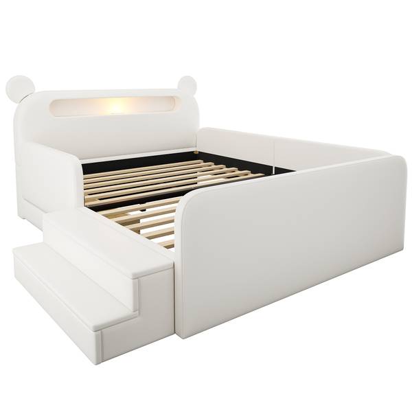 Kinder-Polsterbett Oneiros Ⅰ Weiß - Holzwerkstoff - Metall - Textil - 185 x 99 x 215 cm