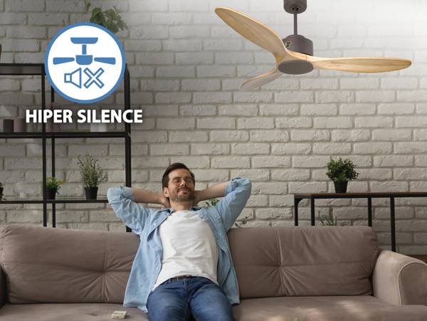 Deckenventilator Salamis Braun - Metall - 132 x 32 x 132 cm