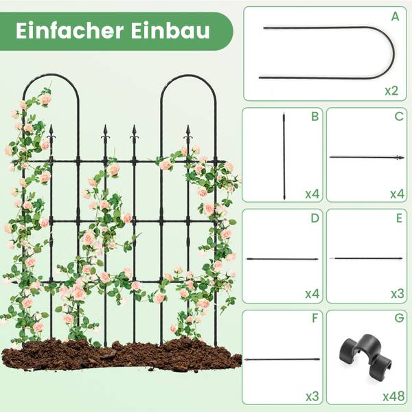 Garten-Spalier SF6494DE Schwarz - Metall - 1 x 186 x 146 cm