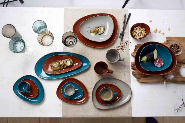 Servierschalen-Set Taste 2-teilig Grau - Porzellan - 2 x 2 x 2 cm