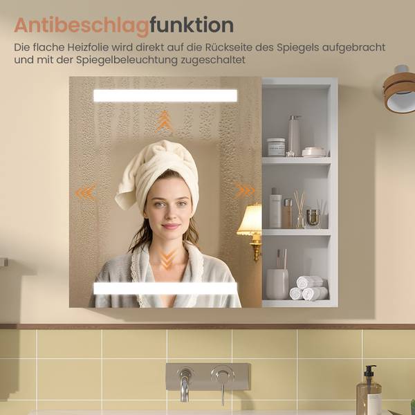 Spiegelschrank NIMES Silber - Glas - 70 x 60 x 13 cm