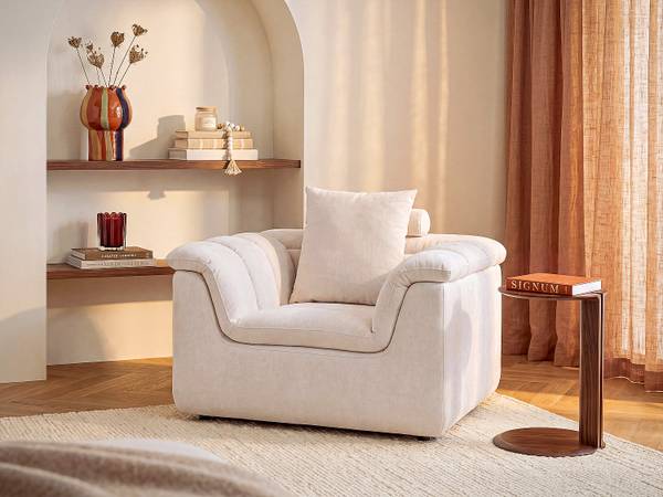 Sessel mit gerader Rückenlehne CAZOCHA Weiß - Textil - 115 x 68 x 101 cm