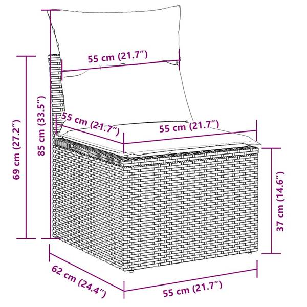 Tuin Bankstel 3037358-2 set van 5 grijs