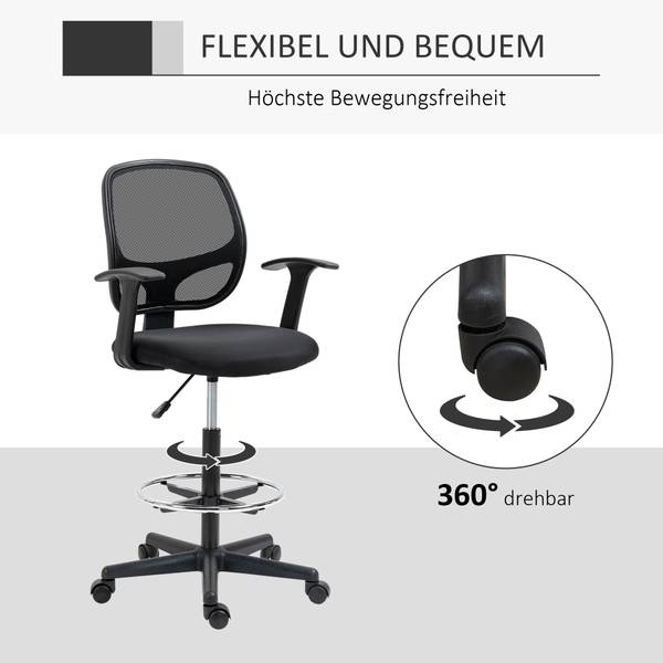 Zeichenstuhl 921-598 Schwarz - Nylon - 56 x 132 x 60 cm