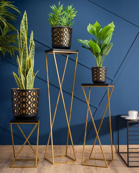 blumenstnder gold set Blumenstnder Set 2 Stck Metall Gold  Pflanzstnder modern