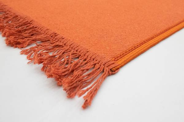 Kurzflorteppich Veria Orange - Baumwollstoff - 140 x 1 x 215 cm
