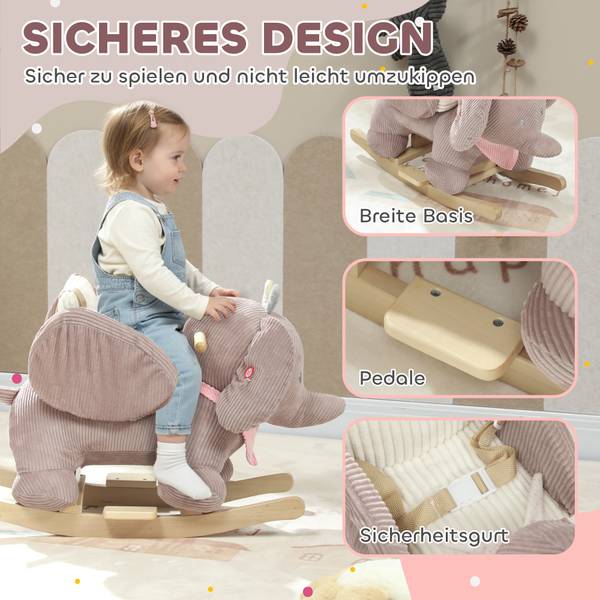 Schaukelpferd 330-208V00BN Braun - Textil - 32 x 49 x 65 cm