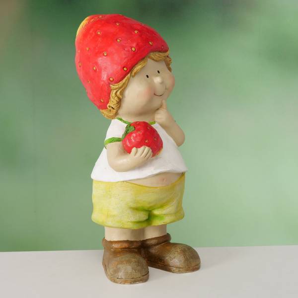 Gartenfigur Erdbeer Emil Rot - Keramik - 19 x 45 x 21 cm